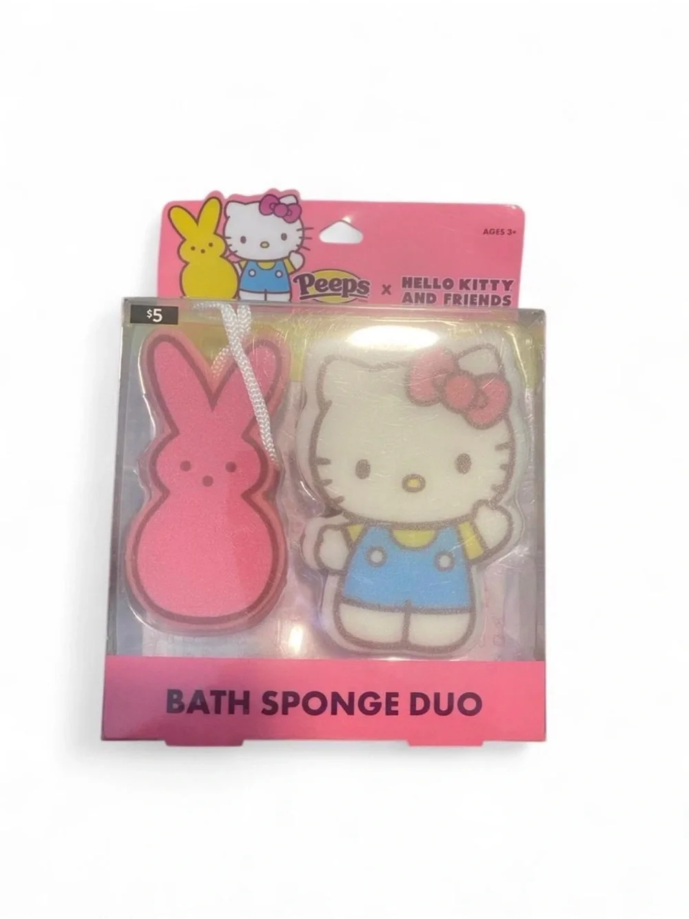 💚$4 BUNDLED- Hello Kitty x Peeps Kids Bath Sponge Duo - Pink & White